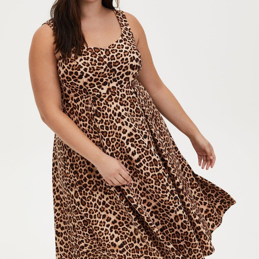 Leopard Sweetheart Skater Midi Dress